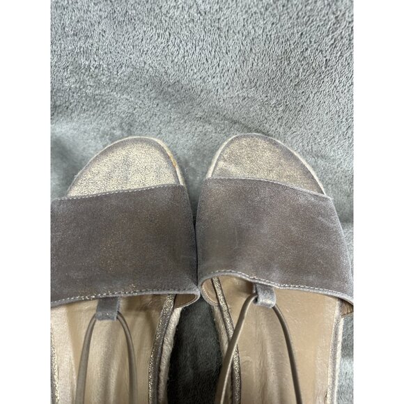 Eileen Fisher Women’s Espadrille Sandals 9.5 Gold Leather Fisherman Flats Strap - Picture 3 of 7